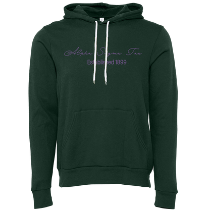 Alpha Sigma Tau Embroidered Scripted Name Hooded Sweatshirts