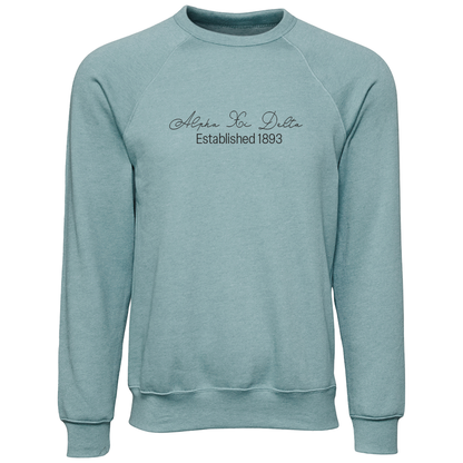 Alpha Xi Delta Embroidered Scripted Name Crewneck Sweatshirts