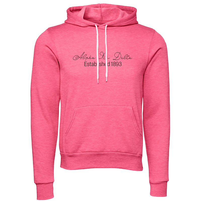 Alpha Xi Delta Embroidered Scripted Name Hooded Sweatshirts
