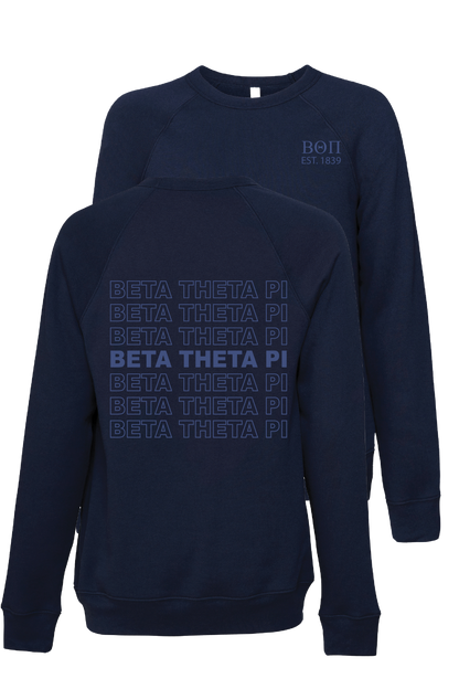 Beta Theta Pi Repeating Name Crewneck Sweatshirts