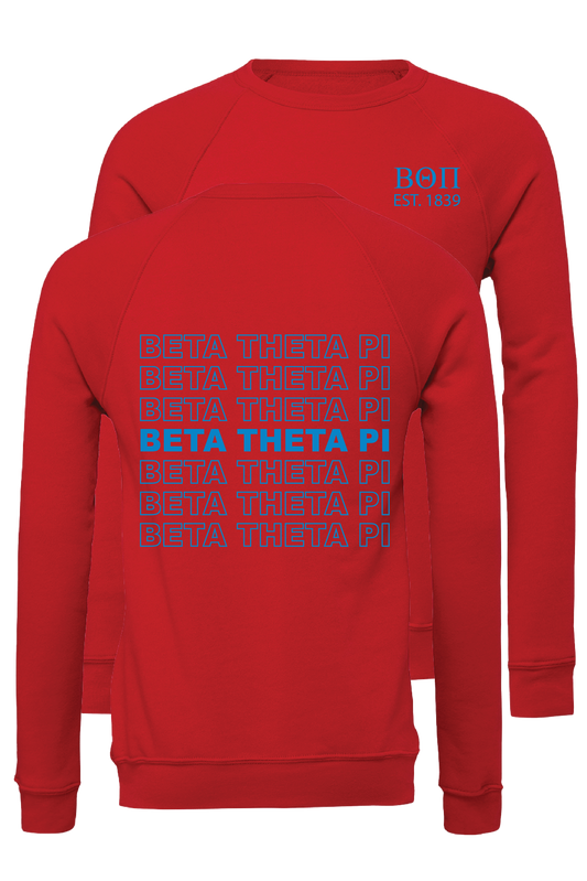 Beta Theta Pi Repeating Name Crewneck Sweatshirts