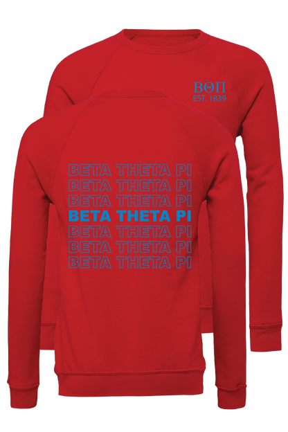 Beta Theta Pi Repeating Name Crewneck Sweatshirts