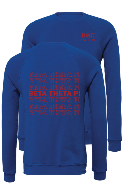 Beta Theta Pi Repeating Name Crewneck Sweatshirts