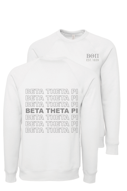 Beta Theta Pi Repeating Name Crewneck Sweatshirts