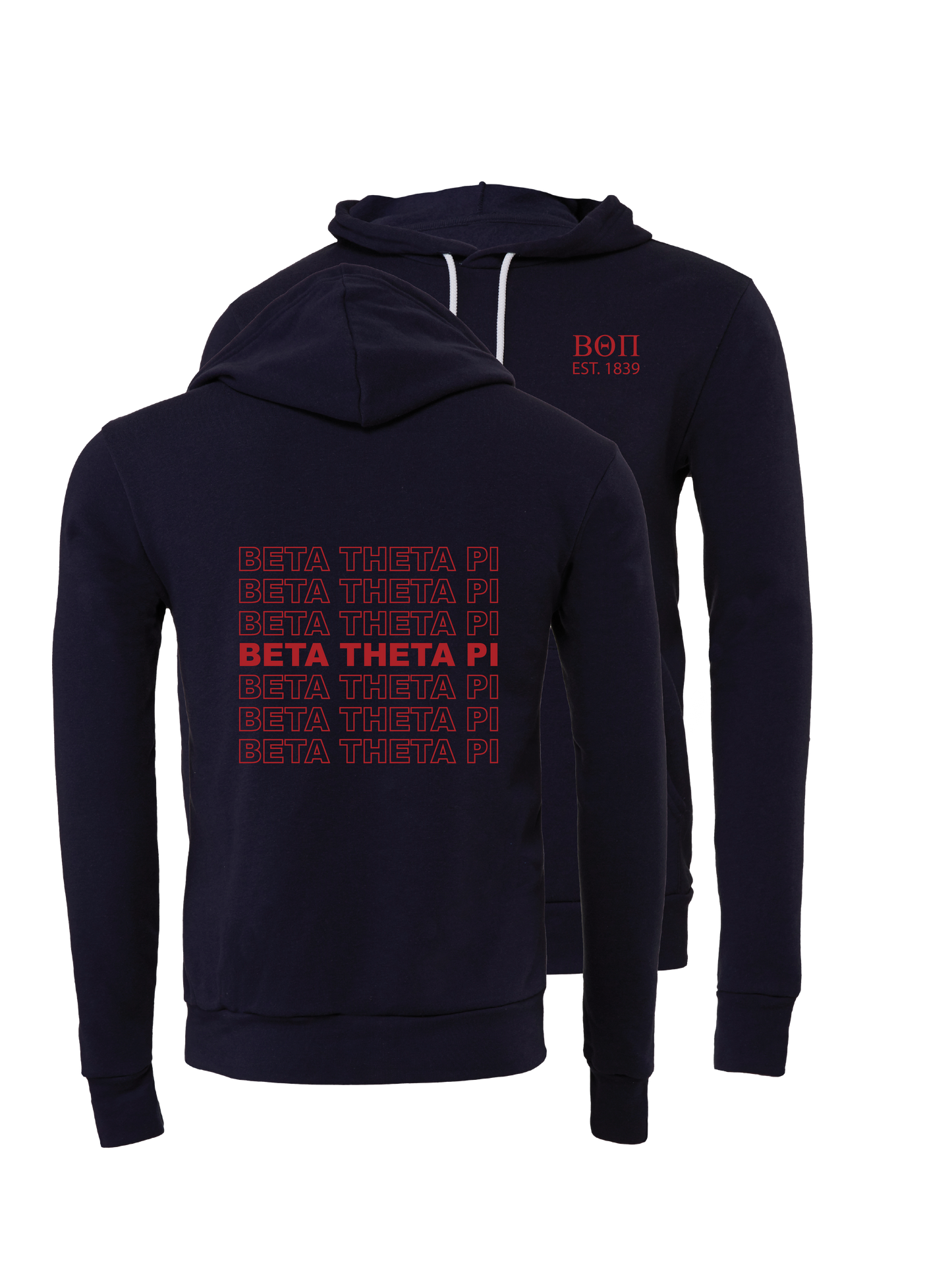 Beta Theta Pi Repeating Name Hooded Sweatshirts