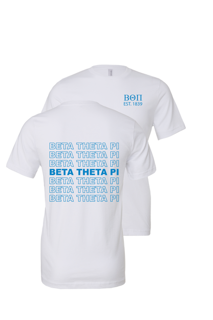 Beta Theta Pi Repeating Name Short Sleeve T-Shirts