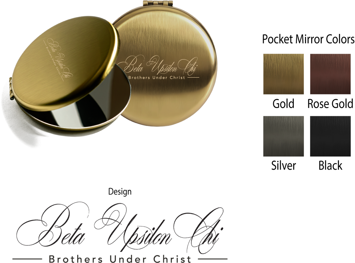 Beta Upsilon Chi Script Pocket Mirrors