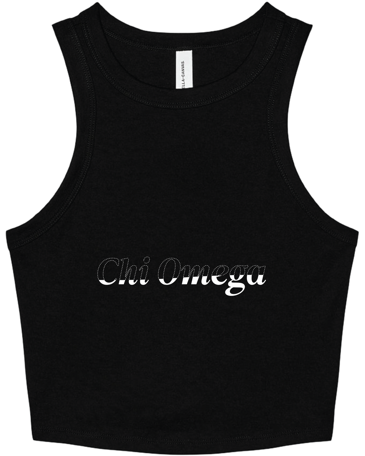 Chi Omega Stitched Outline Cropped Tanks