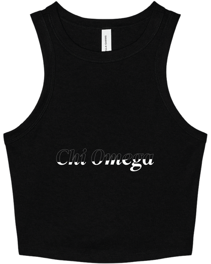 Chi Omega Stitched Outline Cropped Tanks