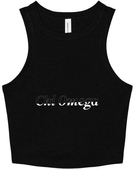 Chi Omega Stitched Outline Cropped Tanks