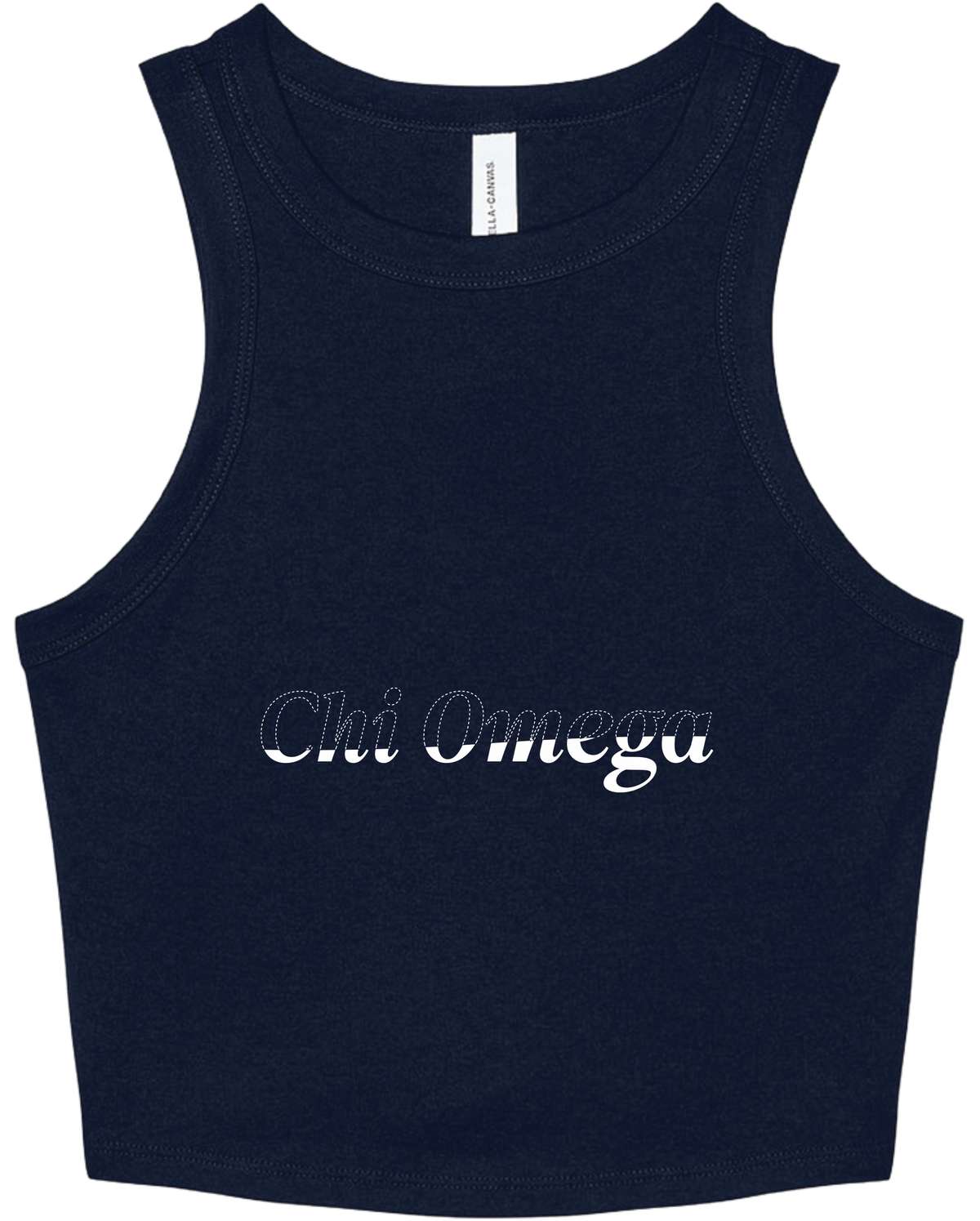 Chi Omega Stitched Outline Cropped Tanks