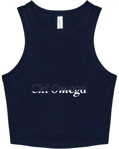 Chi Omega Stitched Outline Cropped Tanks