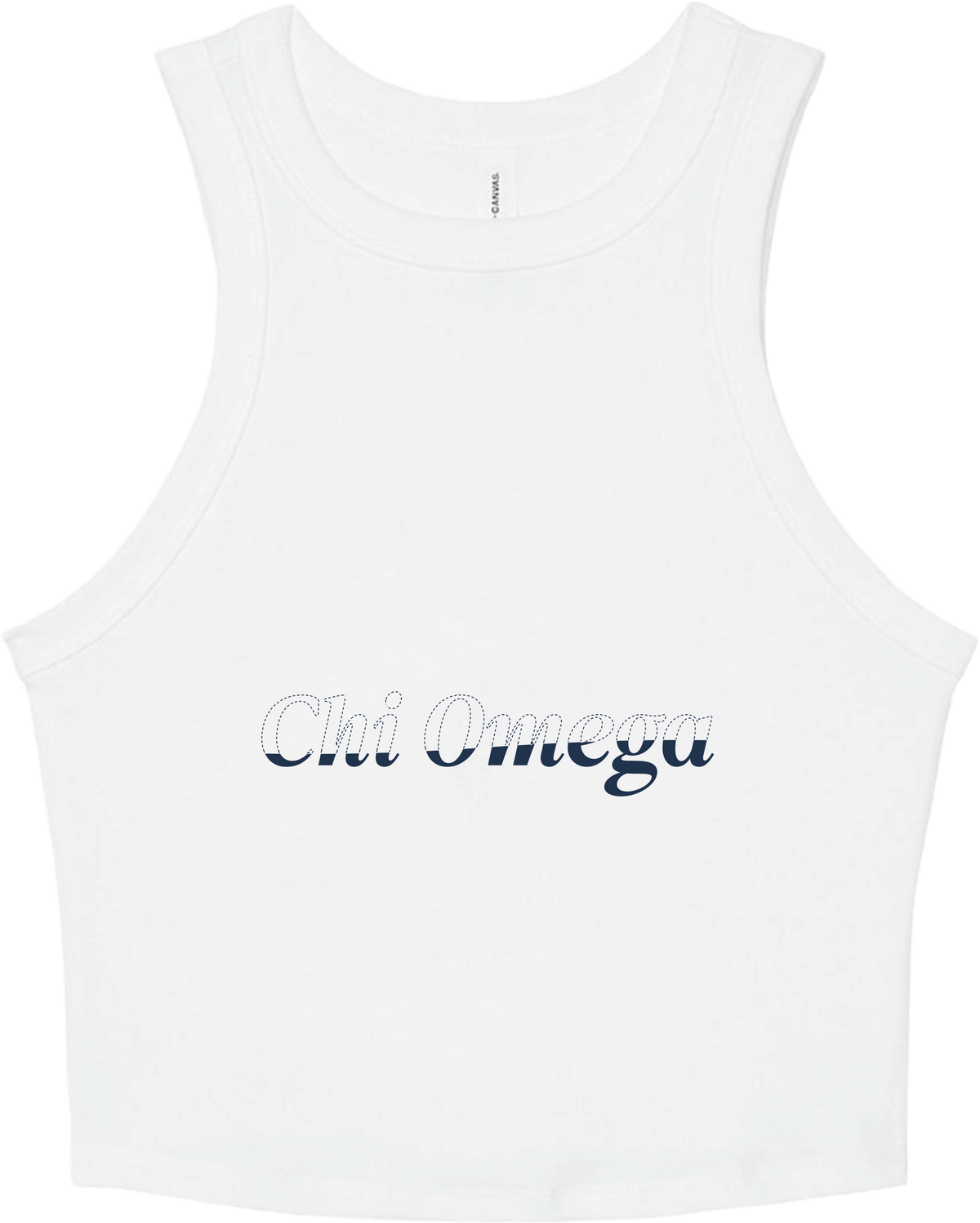Chi Omega Stitched Outline Cropped Tanks