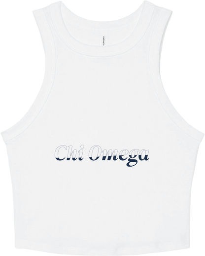 Chi Omega Stitched Outline Cropped Tanks