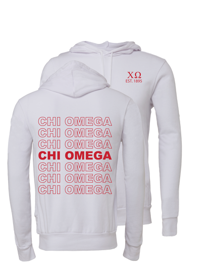 Chi Omega Repeating Name Hooded Sweatshirts