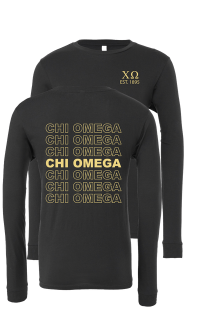 Chi Omega Repeating Name Long Sleeve T-Shirts