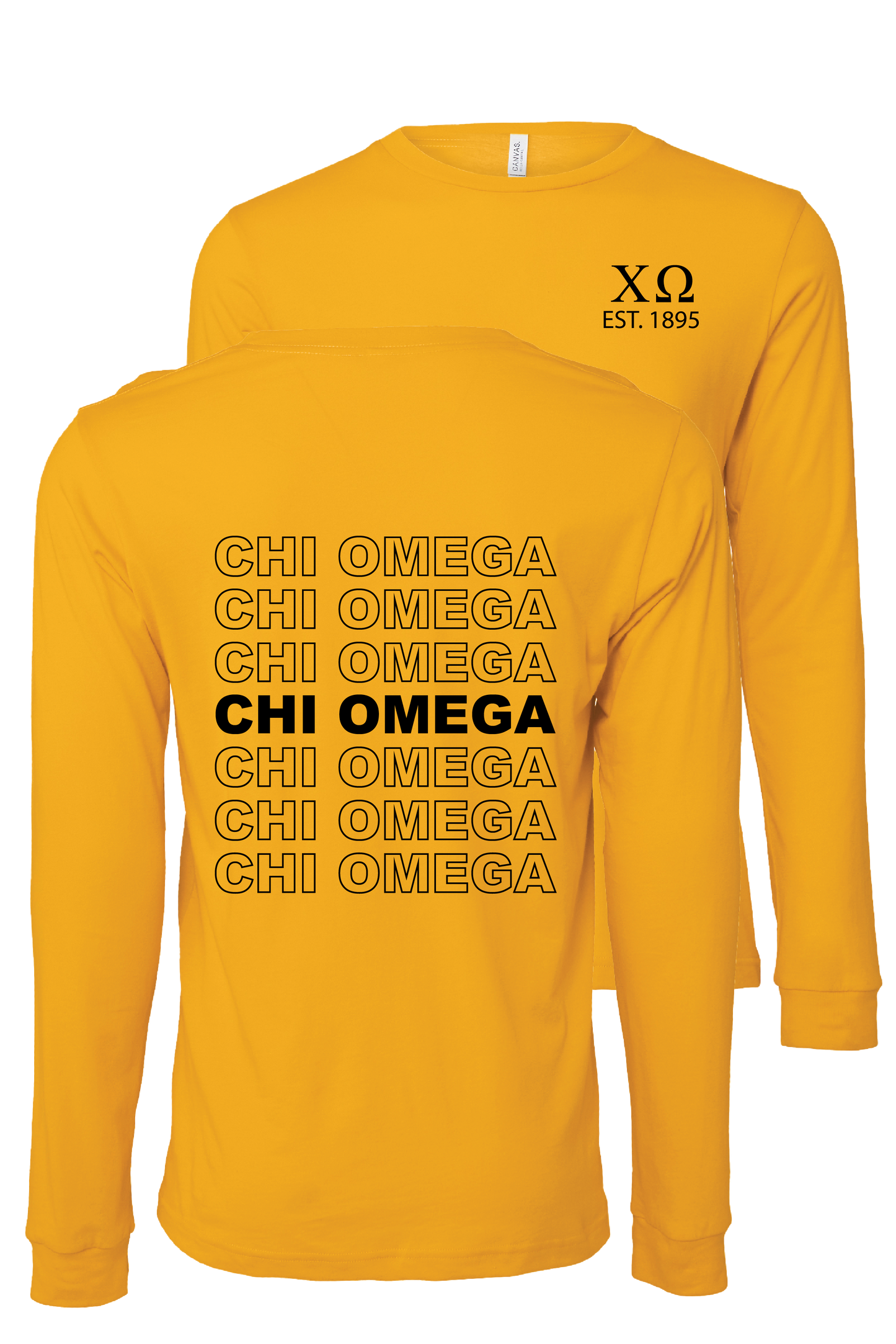 Chi Omega Repeating Name Long Sleeve T-Shirts