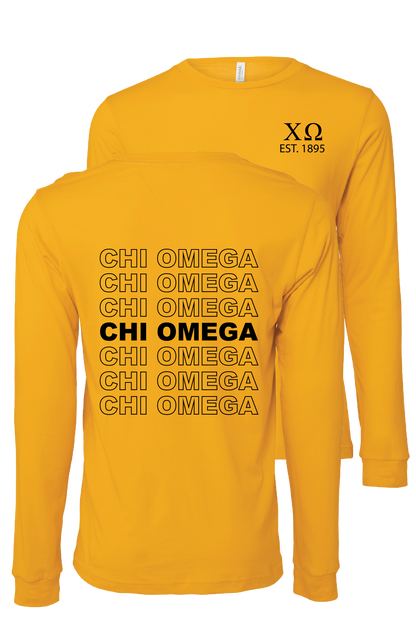 Chi Omega Repeating Name Long Sleeve T-Shirts