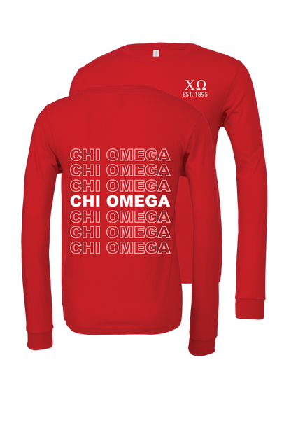 Chi Omega Repeating Name Long Sleeve T-Shirts