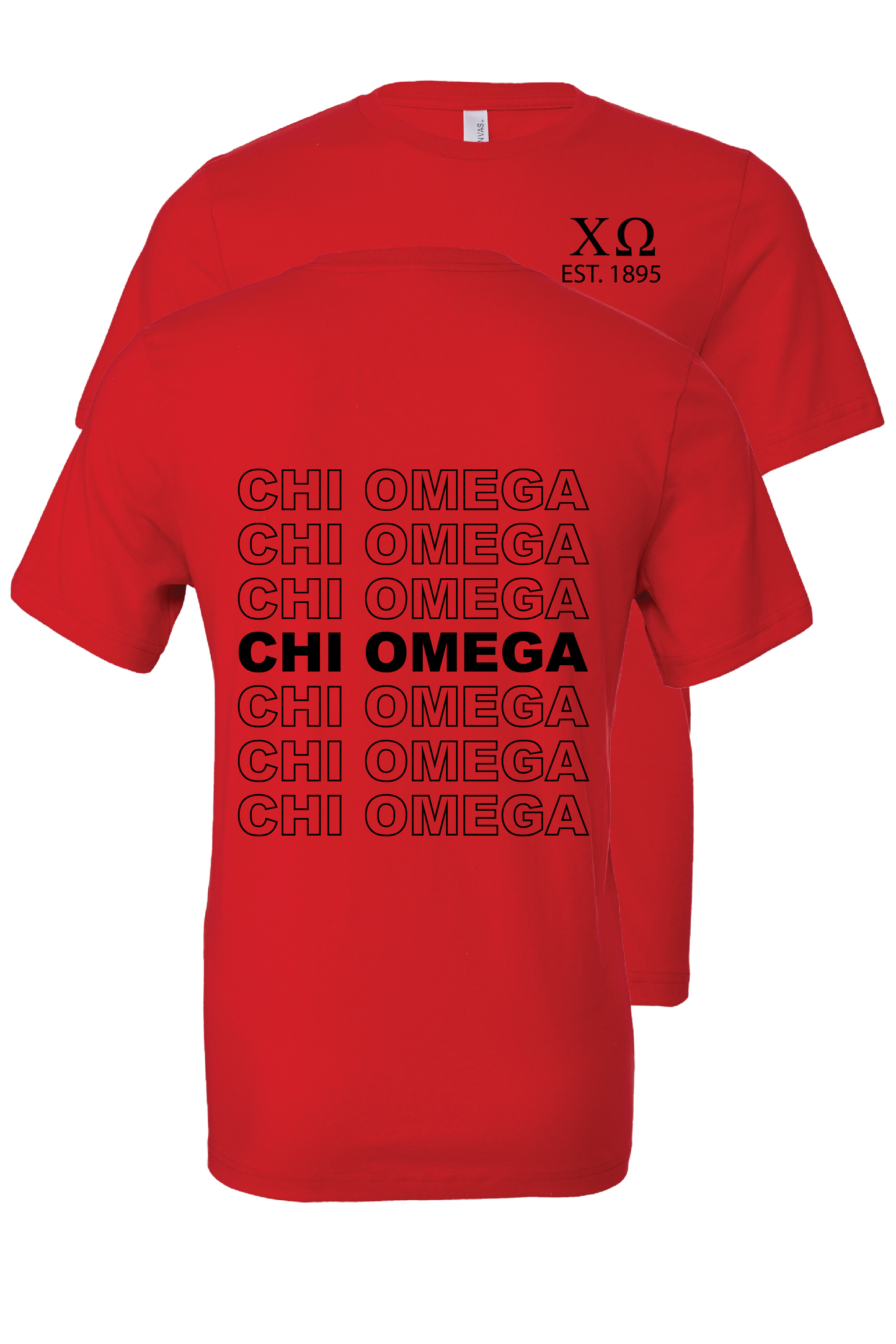 Chi Omega Repeating Name Short Sleeve T-Shirts