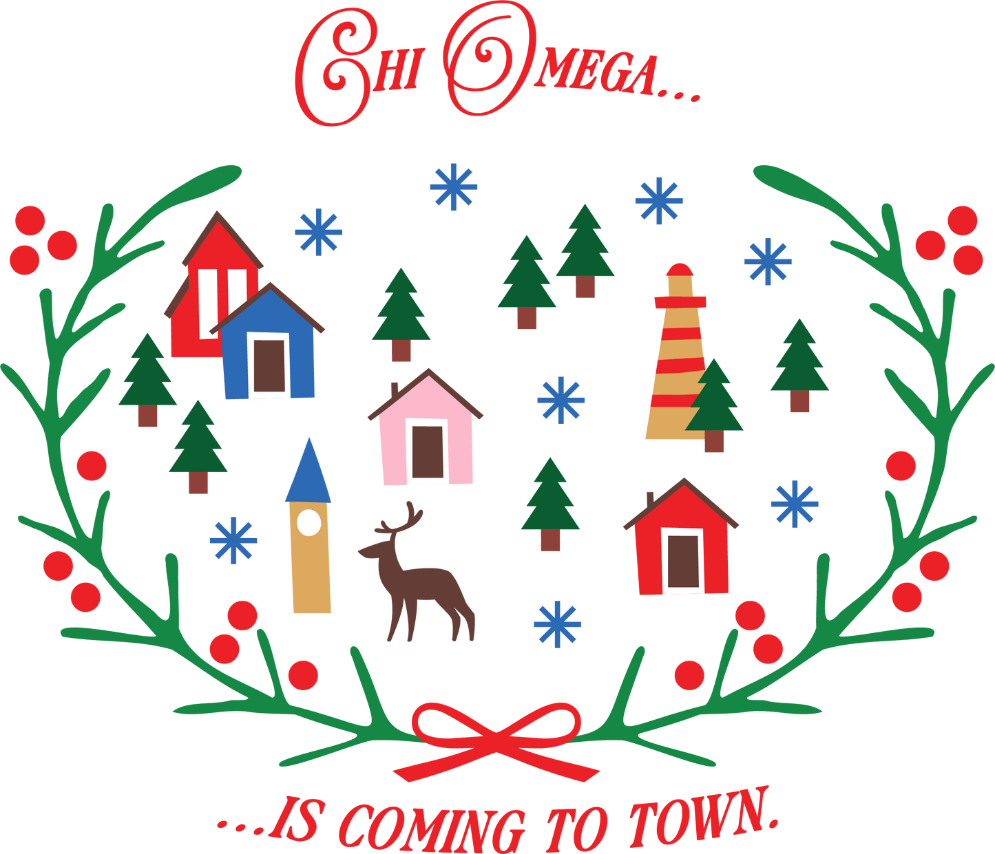 Chi Omega Christmas Village Cropped Hoodie