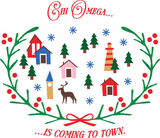 Chi Omega Christmas Village Crewneck
