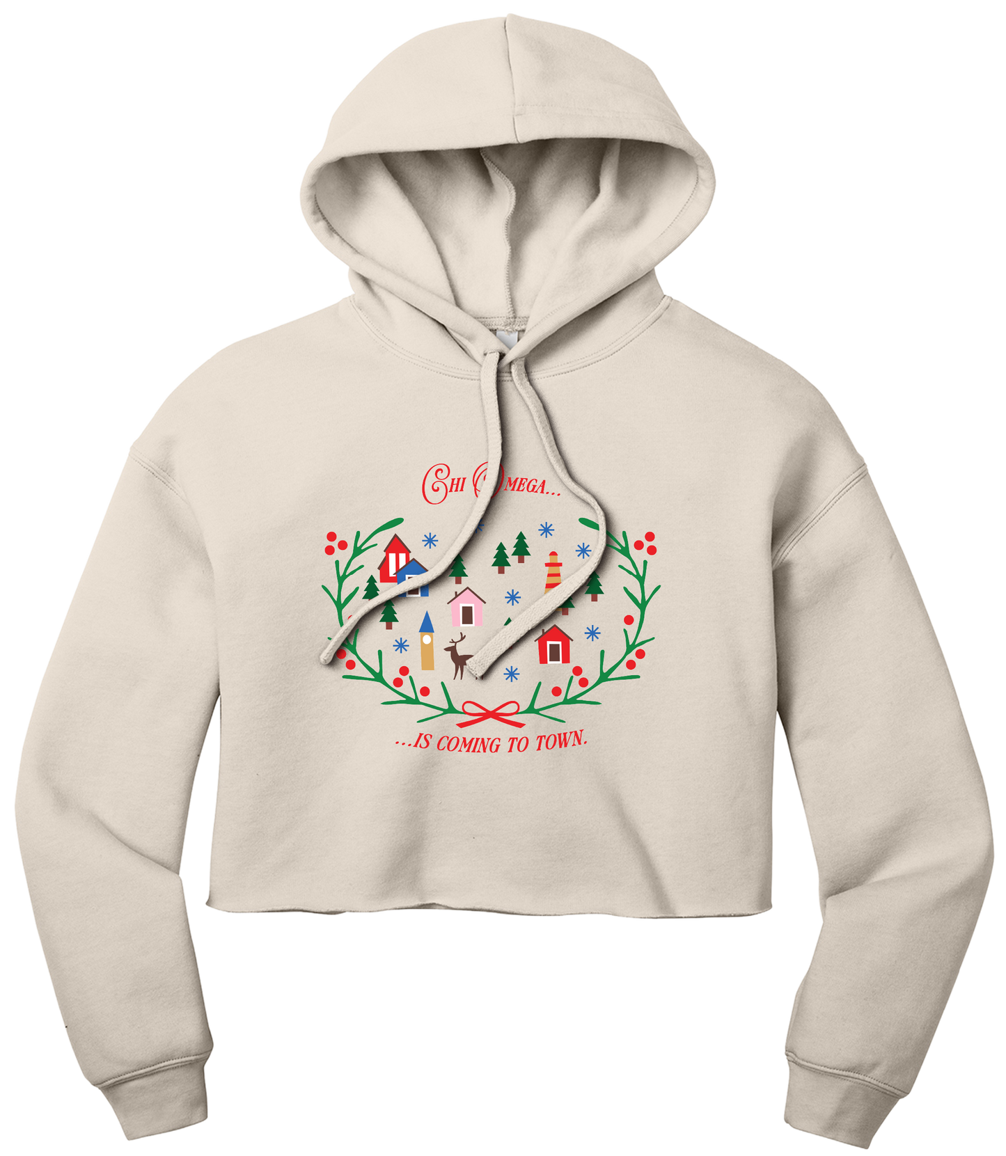 Chi Omega Christmas Village Cropped Hoodie