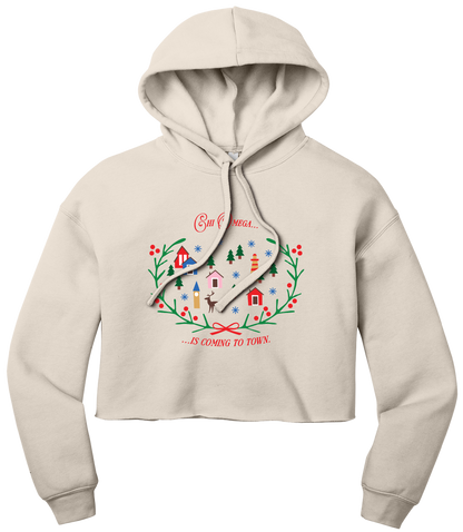 Chi Omega Christmas Village Cropped Hoodie