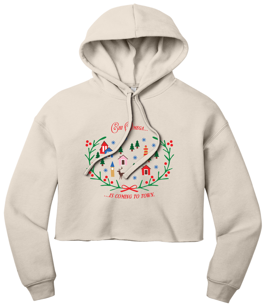 Chi Omega Christmas Village Cropped Hoodie