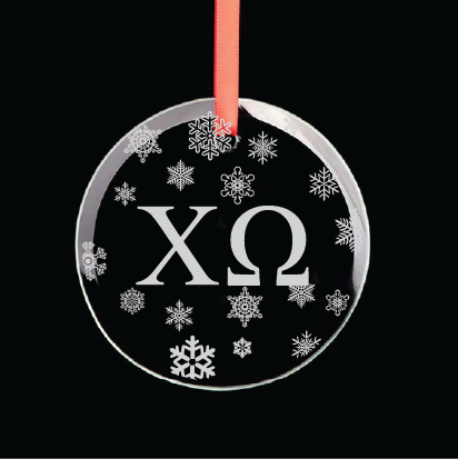 Chi Omega Round Multi-Snowflake Ornament