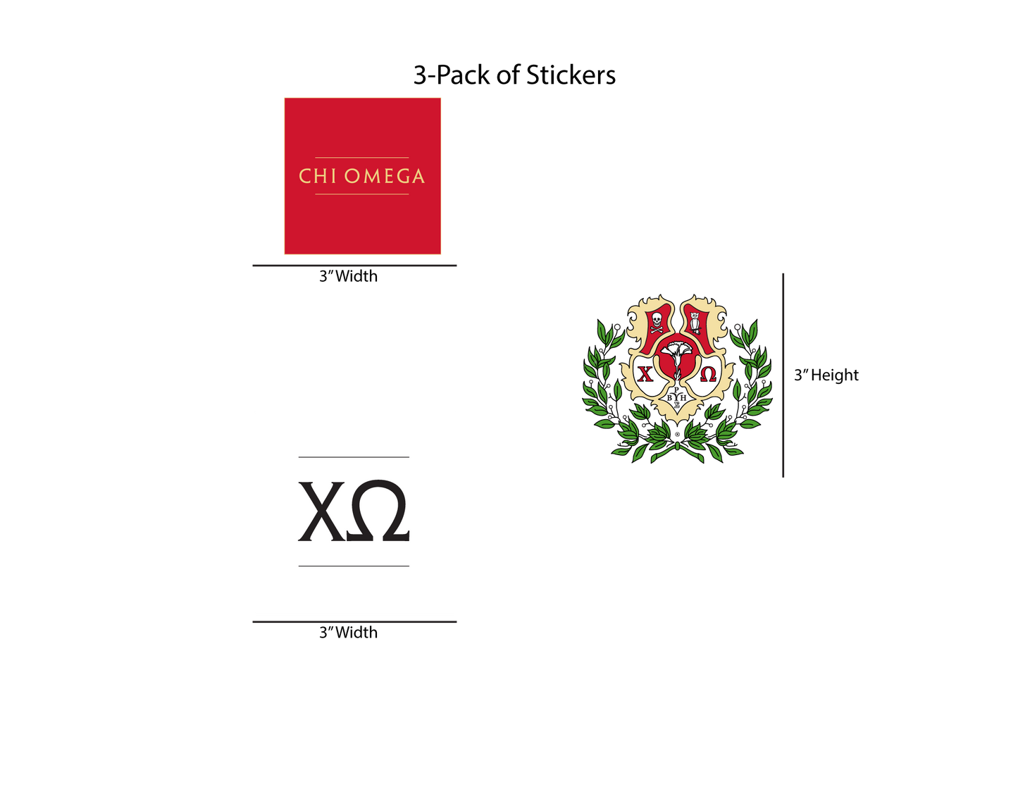 Chi Omega Permanent Stickers