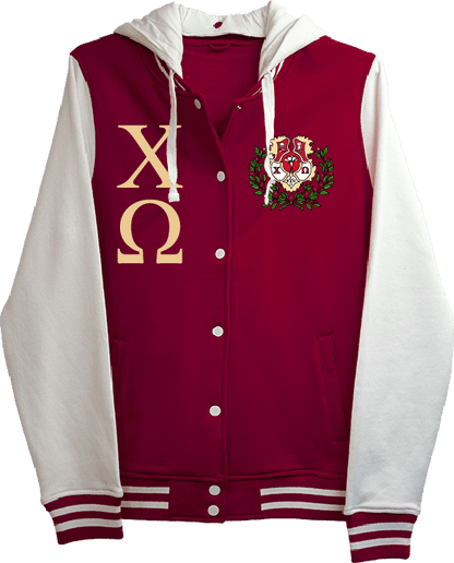 Chi Omega Varsity Hooded Sweatshirt