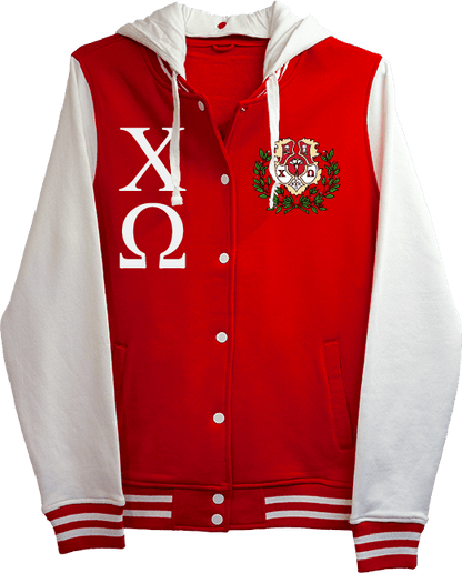 Chi Omega Varsity Hooded Sweatshirt