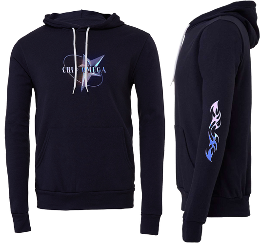 Chi Omega Pink Chrome Graphic Hoodie