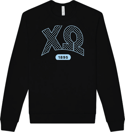 Chi Omega Varsity Polka Dot Crewneck