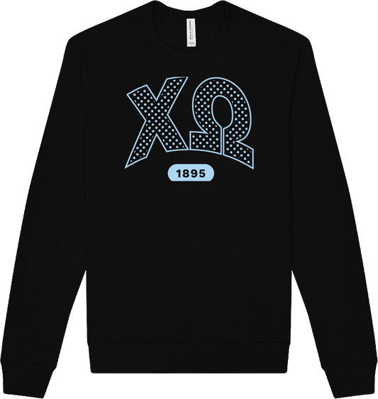 Chi Omega Varsity Polka Dot Crewneck