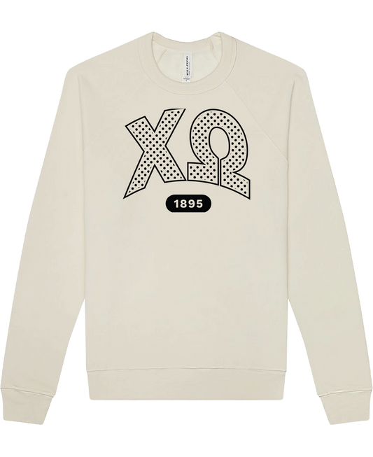 Chi Omega Varsity Polka Dot Crewneck