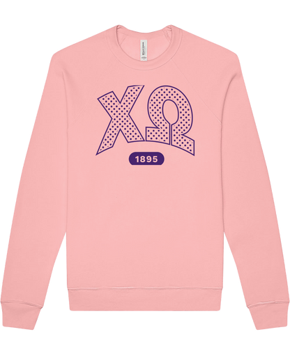 Chi Omega Varsity Polka Dot Crewneck