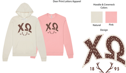 Chi Omega Fawn Print Varsity Hoodie