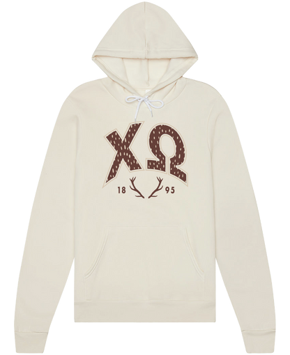 Chi Omega Fawn Print Varsity Hoodie