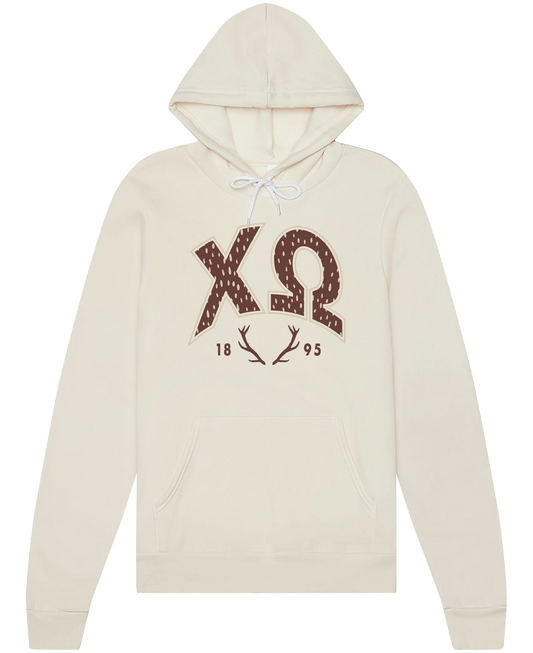 Chi Omega Fawn Print Varsity Hoodie