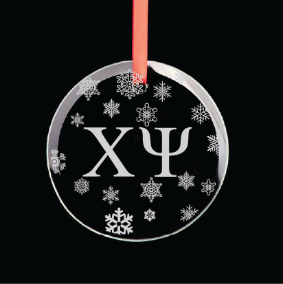 Chi Psi Round Multi-Snowflake Ornament