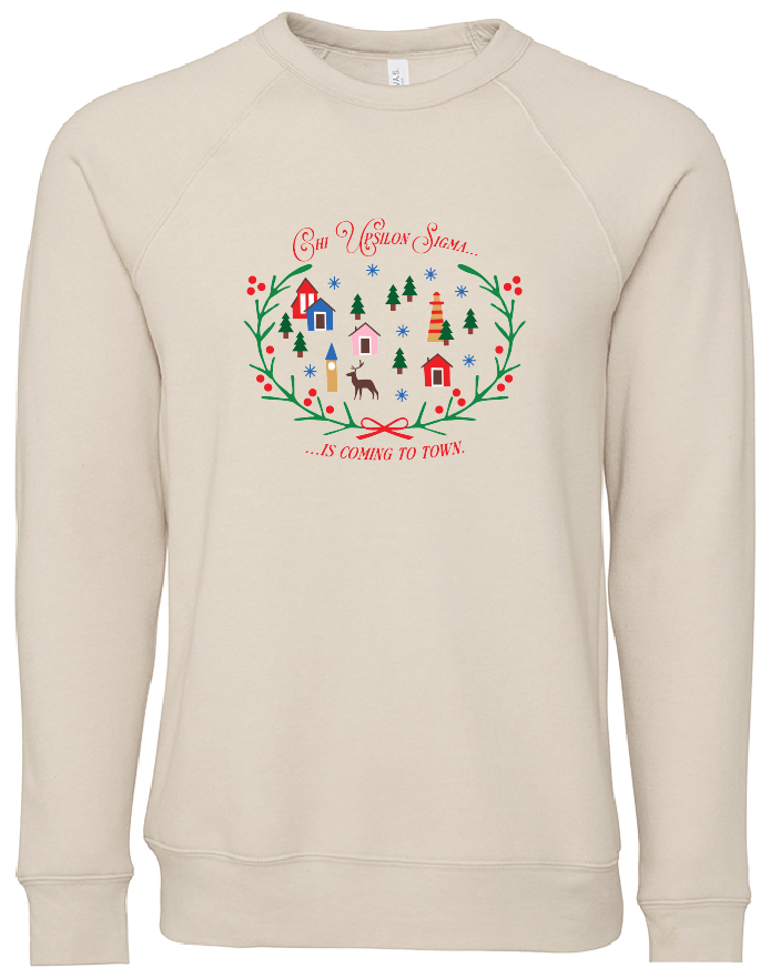 Chi Upsilon Sigma Christmas Village Crewneck