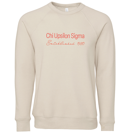 Chi Upsilon Sigma Embroidered Printed Name Crewneck Sweatshirts