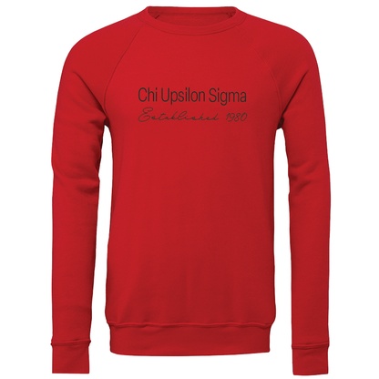 Chi Upsilon Sigma Embroidered Printed Name Crewneck Sweatshirts