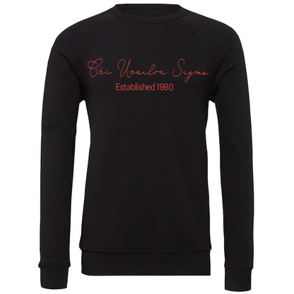 Chi Upsilon Sigma Embroidered Scripted Name Crewneck Sweatshirts