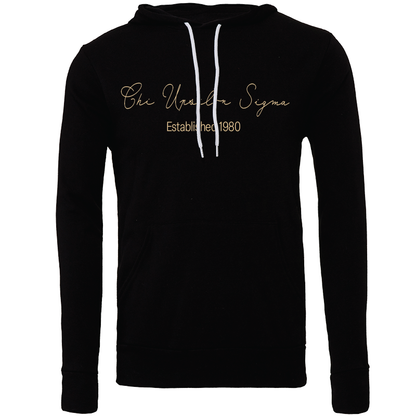 Chi Upsilon Sigma Embroidered Scripted Name Hooded Sweatshirts