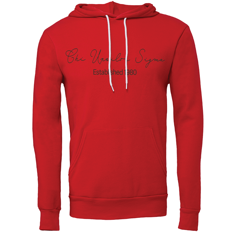 Chi Upsilon Sigma Embroidered Scripted Name Hooded Sweatshirts