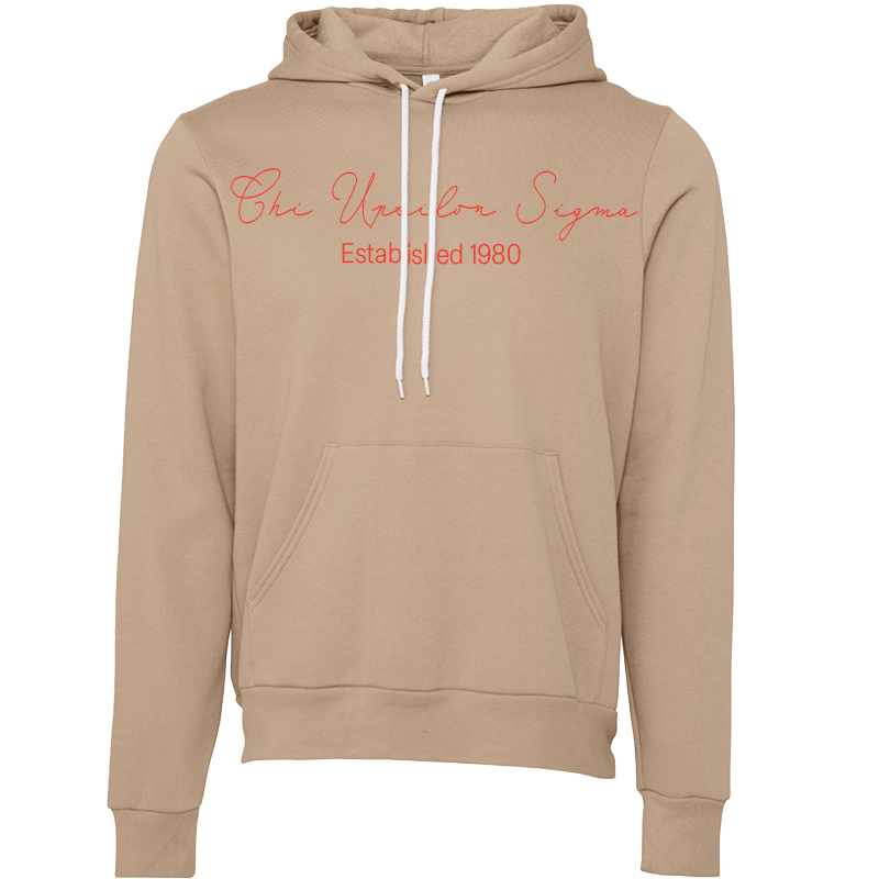 Chi Upsilon Sigma Embroidered Scripted Name Hooded Sweatshirts