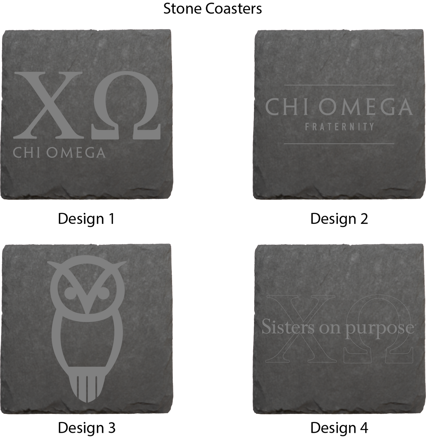 Chi Omega Stone Coasters - 4-Pack